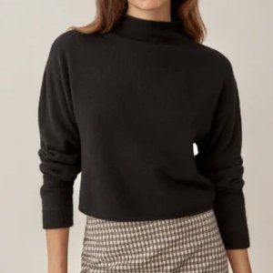 Reformation Cropped Cashmere Turtle Neck Sweater in Black- Size M